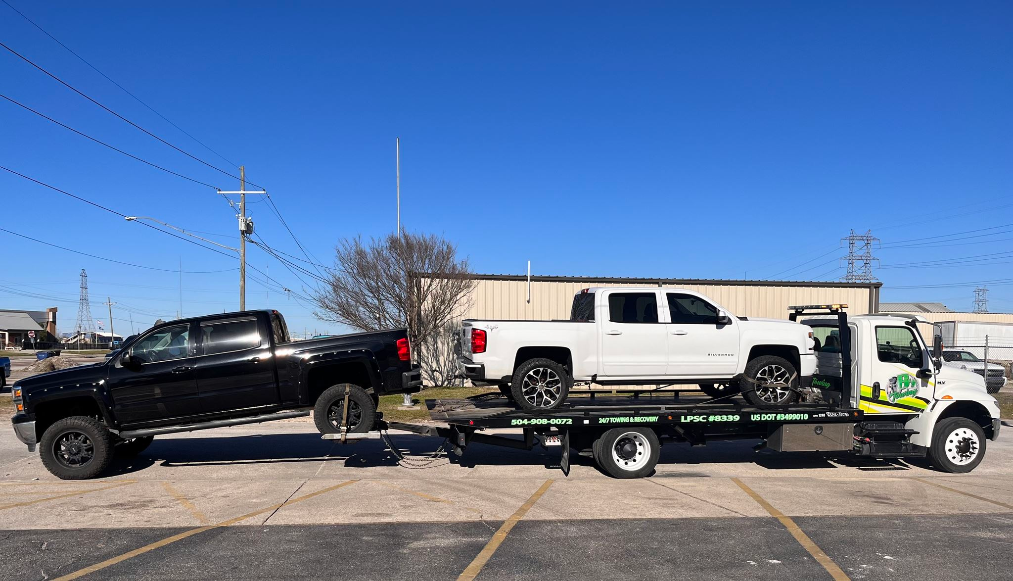 Local Light Heavy Duty Towing Tow Truck Wrecker Roadside Assistance Services Near Me in New Orleans Louisiana (LA) and surrounding areas including but not limited to the Westbank, Harvey, Gretna, Algiers, Marrero, Westwego, Belle Chasse, Chalmette, Luling, Destrehan, Kenner & Metairie.